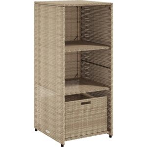 vidaXL Garden Storage Cabinet - Beige Poly Rattan Outdoor Storage Box Cupboard vidaXL Garden Storage Cabinet - Beige Poly Rattan Outdoor Storage Box Cupboard