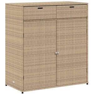 vidaXL Garden Storage Cabinet - Beige Poly Rattan - Outdoor Storage vidaXL Garden Storage Cabinet - Beige Poly Rattan - Outdoor Storage