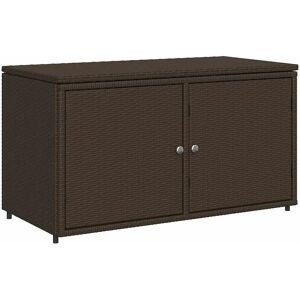 vidaXL Garden Storage Cabinet Brown 110x55x60.5 cm Poly Rattan - Garden Storage Cabinet vidaXL Garden Storage Cabinet Brown 110x55x60.5 cm Poly Rattan - Garden Storage Cabinet