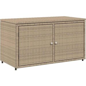 vidaXL Garden Storage Cabinet Outdoor Storage Box Cupboard Beige Poly Rattan - Garden Storage Cabinet vidaXL Garden Storage Cabinet Outdoor Storage Box Cupboard Beige Poly Rattan - Garden Storage Cabinet