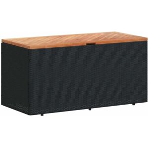 vidaXL Garden Storage Box Black Poly Rattan Acacia - Outdoor Storage vidaXL Garden Storage Box Black Poly Rattan Acacia - Outdoor Storage