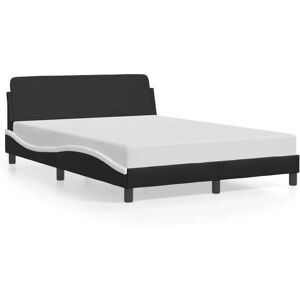 vidaXL Bettgestell mit Kopfteil - Schwarz & Weiß - 140x200cm vidaXL Bettgestell mit Kopfteil - Schwarz & Weiß - 140x200cm