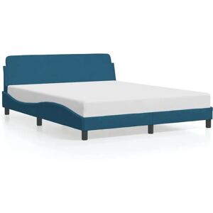 VidaXL Bedframe met hoofdbord - Blauw, 160x200 cm VidaXL Bedframe met hoofdbord - Blauw, 160x200 cm