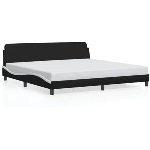 vidaXL Bettgestell mit Kopfteil - Schwarz & Weiß - 200x200cm vidaXL Bettgestell mit Kopfteil - Schwarz & Weiß - 200x200cm