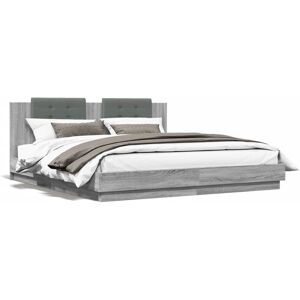 vidaXL Bed Frame Grey Sonoma 200x200cm - Bed Frame vidaXL Bed Frame Grey Sonoma 200x200cm - Bed Frame
