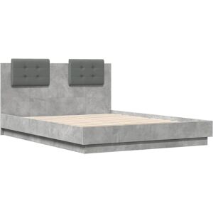 vidaXL Bed Frame with Headboard Concrete Grey Small Double Engineered Wood - Bed Frame vidaXL Bed Frame with Headboard Concrete Grey Small Double Engineered Wood - Bed Frame