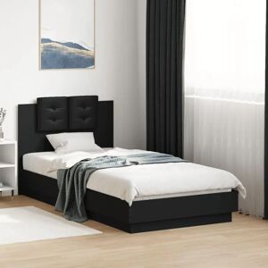 vidaXL Bed Frame with Headboard Black 90x190 cm - Bed vidaXL Bed Frame with Headboard Black 90x190 cm - Bed