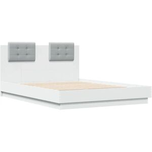 vidaXL Bed Frame with Headboard and LED Lights - White - 140x190 cm vidaXL Bed Frame with Headboard and LED Lights - White - 140x190 cm
