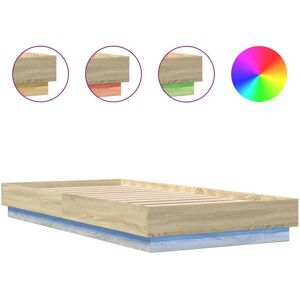 vidaXL Bettgestell mit LED-Beleuchtung - Sonoma Eiche 90x200 cm vidaXL Bettgestell mit LED-Beleuchtung - Sonoma Eiche 90x200 cm