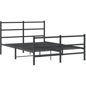vidaXL Metal Bed Frame with Headboard and Footboard - Black - 135x190 cm - Bed Frame vidaXL Metal Bed Frame with Headboard and Footboard - Black - 135x190 cm - Bed Frame