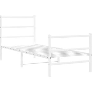 vidaXL Metal Bed Frame with Headboard & Footboard White 75x190 cm Small Single - Bed Frame vidaXL Metal Bed Frame with Headboard & Footboard White 75x190 cm Small Single - Bed Frame