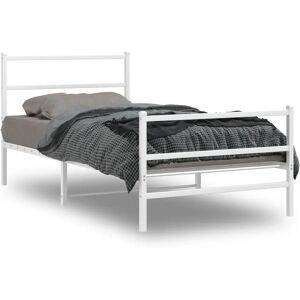 vidaXL Metal Bed Frame with Headboard and Footboard - Bed Base White 107x203 cm vidaXL Metal Bed Frame with Headboard and Footboard - Bed Base White 107x203 cm