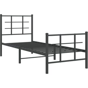 vidaXL Metal Bed Frame Black 75x190cm - Bed Frame with Head & Footboard vidaXL Metal Bed Frame Black 75x190cm - Bed Frame with Head & Footboard