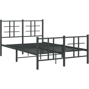 vidaXL Metal Bed Frame with Headboard - 120x190 cm - Black - Bed Frame vidaXL Metal Bed Frame with Headboard - 120x190 cm - Black - Bed Frame