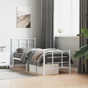 vidaXL 80x200 cm White Metal Bed Frame with Head and Footboard vidaXL 80x200 cm White Metal Bed Frame with Head and Footboard