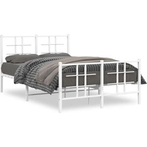 vidaXL Metal Bed Frame - White - 120x200 cm - with Headboard & Footboard vidaXL Metal Bed Frame - White - 120x200 cm - with Headboard & Footboard