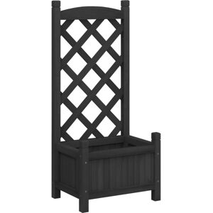 vidaXL 40 x 30 x 90 cm Garden Planter with Trellis - Black Wood vidaXL 40 x 30 x 90 cm Garden Planter with Trellis - Black Wood