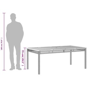 VidaXL Outdoor Table - Garden Dining - Grey Poly Rattan VidaXL Outdoor Table - Garden Dining - Grey Poly Rattan