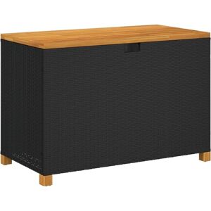 vidaXL Boîte de rangement de jardin - Poly rotin - Bois d'acacia - Noir - 110x55x63 cm - Publicité vidaXL Boîte de rangement de jardin - Poly rotin - Bois d'acacia - Noir - 110x55x63 cm - Publicité