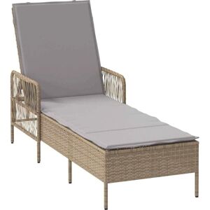 VidaXL Sonnenliege Beige Grau Natürliches Rattan - Sonnenliege VidaXL Sonnenliege Beige Grau Natürliches Rattan - Sonnenliege