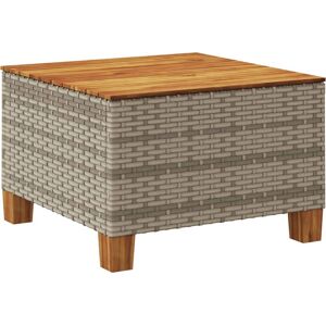 vidaXL Garden Table Grey 55x55x36 cm Poly Rattan Acacia Wood - Outdoor Table vidaXL Garden Table Grey 55x55x36 cm Poly Rattan Acacia Wood - Outdoor Table