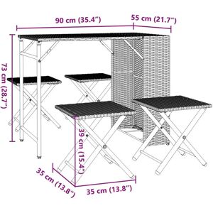 vidaXL Outdoor Furniture Set - Garden Dining, Foldable, 5-Piece vidaXL Outdoor Furniture Set - Garden Dining, Foldable, 5-Piece