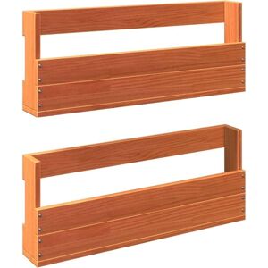 vidaXL Wall-mounted Shoe Racks 2 pcs Wax Brown - Shoe Storage vidaXL Wall-mounted Shoe Racks 2 pcs Wax Brown - Shoe Storage