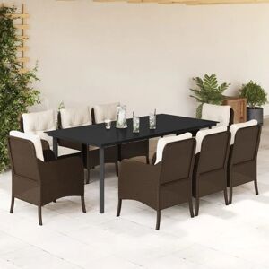 VIDAXL Garden Dining Set - Brown Synthetic Rattan, 9 Pieces VIDAXL Garden Dining Set - Brown Synthetic Rattan, 9 Pieces