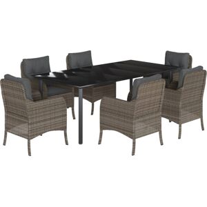 Vidaxl Harmaa 7 osainen puutarhapöytäsetti tyynyillä - Puutarhapöytäsetti Vidaxl Harmaa 7 osainen puutarhapöytäsetti tyynyillä - Puutarhapöytäsetti