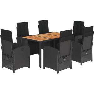 vidaXL 7-Piece Black Poly Rattan Garden Dining Set vidaXL 7-Piece Black Poly Rattan Garden Dining Set
