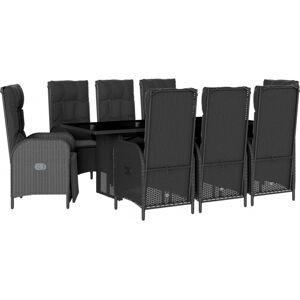 vidaXL 9-tlg. Garten-Essgruppe mit Kissen - Schwarz vidaXL 9-tlg. Garten-Essgruppe mit Kissen - Schwarz