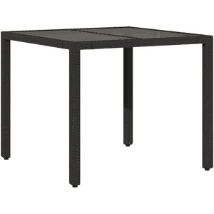 vidaXL Garden Table with Glass Top Black - Garden Table vidaXL Garden Table with Glass Top Black - Garden Table