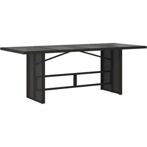 vidaXL Outdoor Table Black - Garden, Patio, Durable Glass Top, Rattan vidaXL Outdoor Table Black - Garden, Patio, Durable Glass Top, Rattan
