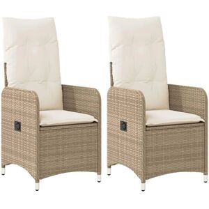 vidaXL Have-stole - Justerbar Beige Poly Rattan - 2 stk vidaXL Have-stole - Justerbar Beige Poly Rattan - 2 stk