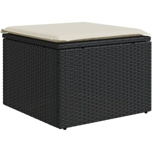 vidaXL Gartenhocker Mit Kissen - 55x55x37cm - Schwarz vidaXL Gartenhocker Mit Kissen - 55x55x37cm - Schwarz