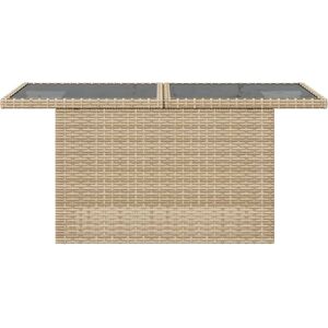 vidaXL Garden Table with Glass Top Beige - Outdoor Table vidaXL Garden Table with Glass Top Beige - Outdoor Table
