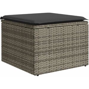 vidaXL Grauer Gartenhocker mit Kissen - Fußhocker vidaXL Grauer Gartenhocker mit Kissen - Fußhocker