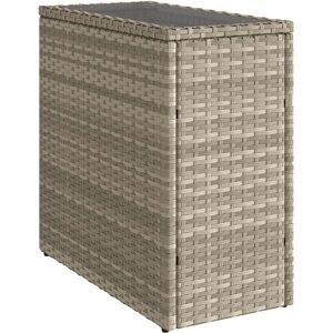 vidaXL Garden Side Table with Glass Top Light Grey - Garden Side Table vidaXL Garden Side Table with Glass Top Light Grey - Garden Side Table