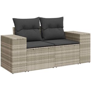 Vidaxl Gartensofa mit Kissen - 2er, Synthetisches Rattan, Hellgrau - Gartensofa Vidaxl Gartensofa mit Kissen - 2er, Synthetisches Rattan, Hellgrau - Gartensofa