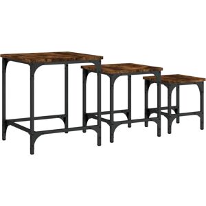vidaXL Nesting Coffee Tables 3 pcs Smoked Oak - Coffee Tables vidaXL Nesting Coffee Tables 3 pcs Smoked Oak - Coffee Tables