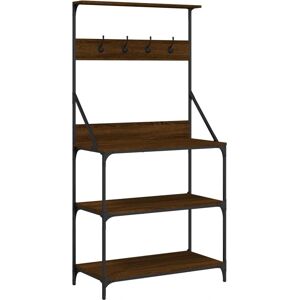 vidaXL Baker's Rack with Hooks 4-Tier Kitchen Rack Brown Oak - Baker's Rack vidaXL Baker's Rack with Hooks 4-Tier Kitchen Rack Brown Oak - Baker's Rack