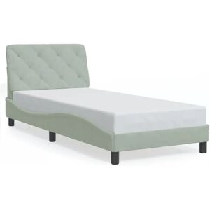 vidaXL 90x190cm Hellgrau Samt Bettgestell - Bettgestell vidaXL 90x190cm Hellgrau Samt Bettgestell - Bettgestell
