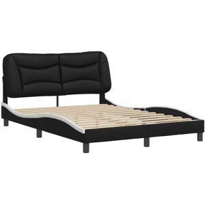 vidaXL Bettgestell mit Kopfteil - Schwarz & Weiß - 140x200 cm vidaXL Bettgestell mit Kopfteil - Schwarz & Weiß - 140x200 cm