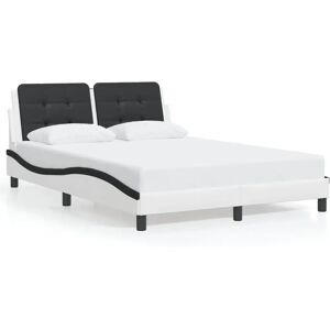 vidaXL Bettgestell mit Kopfteil - Weiß & Schwarz, 140x190 cm, Kunstleder vidaXL Bettgestell mit Kopfteil - Weiß & Schwarz, 140x190 cm, Kunstleder