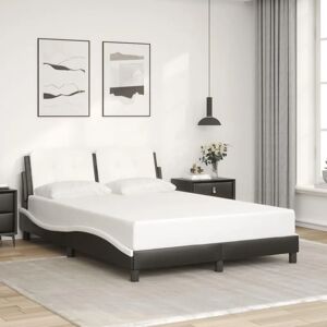 vidaXL Bed Frame with Headboard - 140x200 cm - Black and White - Bed Type vidaXL Bed Frame with Headboard - 140x200 cm - Black and White - Bed Type