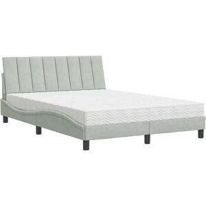VidaXL Bett - Samt, 140x190 cm, Grau - Bett VidaXL Bett - Samt, 140x190 cm, Grau - Bett