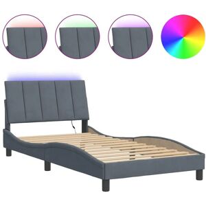 vidaXL Bettgestell - Dunkelgrau - 100x200cm - Mit LED-Leuchten vidaXL Bettgestell - Dunkelgrau - 100x200cm - Mit LED-Leuchten