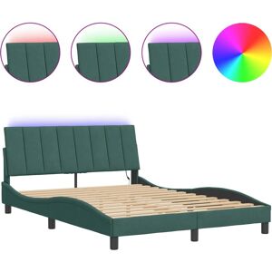 Vidaxl Mørkegrøn Fløjl Sengestel med LED-lys - Seng Vidaxl Mørkegrøn Fløjl Sengestel med LED-lys - Seng