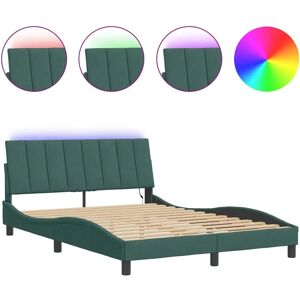 vidaXL Cadru de pat din velur verde închis 140x190 cm cu lumini LED vidaXL Cadru de pat din velur verde închis 140x190 cm cu lumini LED