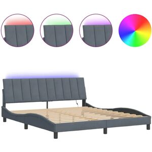VidaXL Bettrahmen mit LED-Lichtern - 200x200 cm - Dunkelgrau VidaXL Bettrahmen mit LED-Lichtern - 200x200 cm - Dunkelgrau